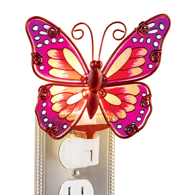 Winston Brands Wall Outlet Plug In Glass Butterfly Night Light Wayfair.ca
